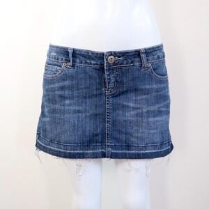 dark wash denim mini skirt y2k low rise skater indie sleaze size 33